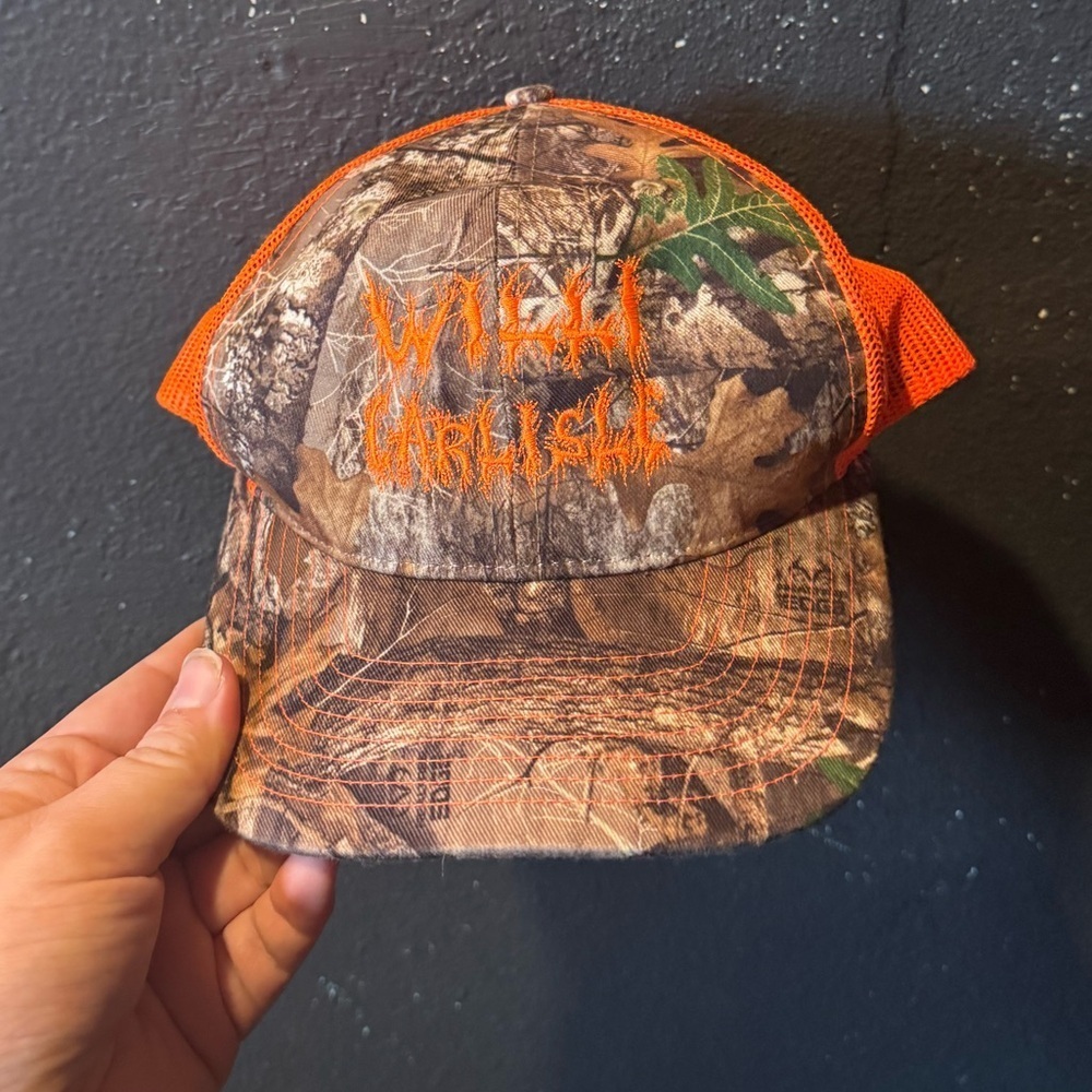 Willi Carlisle Realtree Richardson Camo and Orange Mesh Trucker Hat adjustable